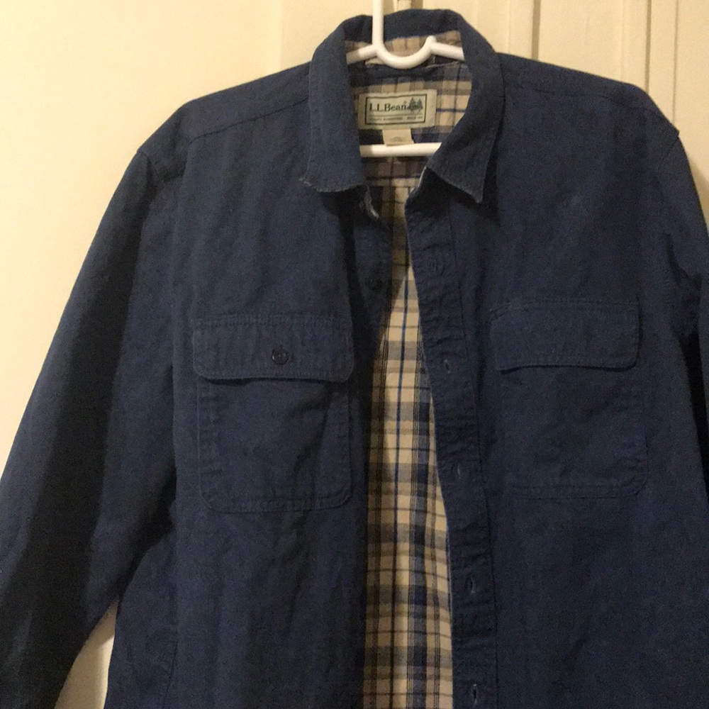 ll bean large regular blue jacket 100% cotton